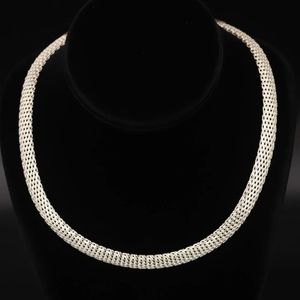 925 Sterling Silver Designer GC 10mm Mesh Chain Link 18.5" Adjustable Necklace